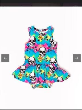 Bums & Roses Dead Serious Rainbow Skull Racer Back Dress - 3-6 mo